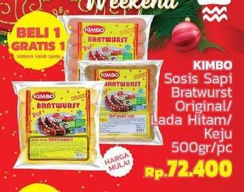 Promo Harga KIMBO Bratwurst Original, Lada Hitam, Keju 500 gr - LotteMart