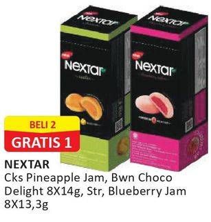 Promo Harga NABATI Nextar Cookies Nastar Pineapple Jam, Brownies Choco Delight, Strawberry Jam, Blueberry per 8 pcs 13 gr - Alfamart