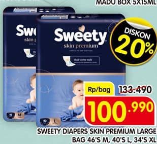 Promo Harga Sweety Skin Premium M46, L40, XL34 34 pcs - Superindo