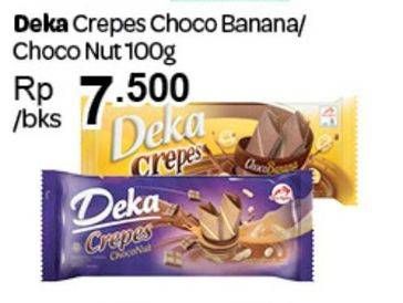 Promo Harga DUA KELINCI Deka Crepes Choco Nut, Choco Banana 100 gr - Carrefour