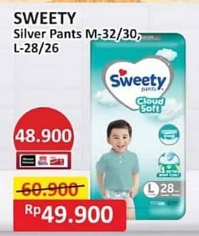 Promo Harga Sweety Silver Pants M32, M30, L28, L26 26 pcs - Alfamart