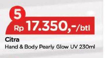 Promo Harga CITRA Hand & Body Lotion Pearly White UV Korean Pearl Mulberry 230 ml - TIP TOP