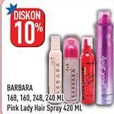 Promo Harga Barbara Hair Styling 168, 160, 248, 240 ml/Pink Lady Hair Spray  - Hypermart