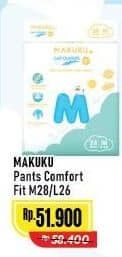 Promo Harga Makuku Comfort Fit Diapers Pants M28, L26 26 pcs - Alfamart