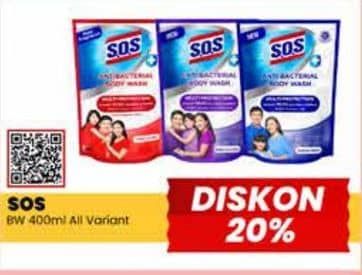 Promo Harga SOS Anti Bacterial Body Wash All Variants 430 ml - Yogya