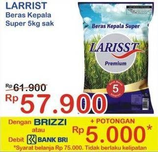 Promo Harga Larisst Beras Kepala Super 5 kg - Indomaret