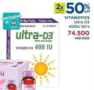 Promo Harga VITABIOTICS Ultra Vitamin D3 400IU 60 pcs - Watsons