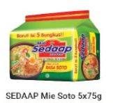 Promo Harga SEDAAP Mie Kuah Soto per 5 pcs 75 gr - Alfamart