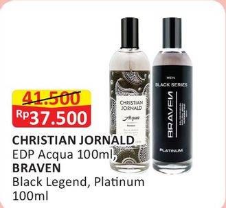 Promo Harga CHRISTIAN JORNALD Eau De Parfum/BRAVEN Eau De Parfum Black   - Alfamart