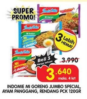 Promo Harga Indomie Mi Goreng Jumbo Ayam Panggang, Rendang, Spesial 120 gr - Superindo