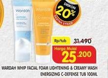 Promo Harga WARDAH Lightening Whip Facial Foam/C Defense Energizing Creamy Wash  - Superindo
