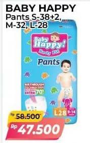 Promo Harga Baby Happy Body Fit Pants S38+2, M32, L28 28 pcs - Alfamart