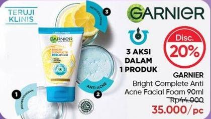 Promo Harga Garnier Bright Complete 3-in-1 Anti Acne Facial Wash 90 ml - Guardian