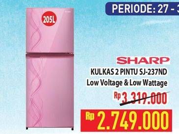 Promo Harga SHARP SJ-237ND | Refrigerator 205ltr  - Hypermart