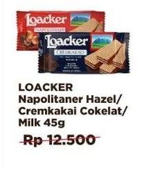 Promo Harga LOACKER Wafer Milk, Cream Cacao, Napolitaner 45 gr - Alfamidi