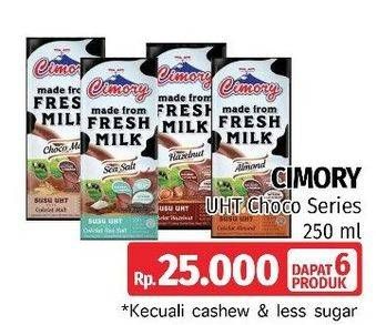 Promo Harga CIMORY Fresh Milk Sea Salt, Hazelnut, Almond, Chocolate per 6 box 250 ml - LotteMart