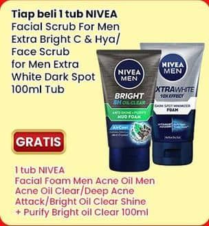 Promo Harga Nivea Men Facial Foam Extra Bright CHYA Vitamin Scrub, Extra White Dark Spot 100 ml - Indomaret