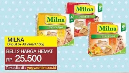 Promo Harga MILNA Biskuit Bayi 6+ All Variants per 2 box 130 gr - Yogya