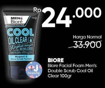 Promo Harga BIORE MENS Facial Foam Double Scrub Cool Oil Clear 100 gr - Guardian