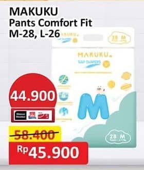 Promo Harga Makuku Comfort Fit Diapers Pants M28, L26 26 pcs - Alfamart