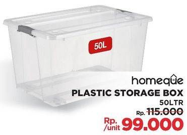 Promo Harga HOMEQUE Plastic Storage Box 50 ltr - LotteMart