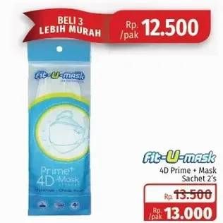 Promo Harga FIT-U-MASK Masker Prime 4D 2 pcs - Lotte Grosir