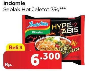 Promo Harga INDOMIE Hype Abis Seblak Hot Jeletot per 3 pcs 75 gr - Carrefour