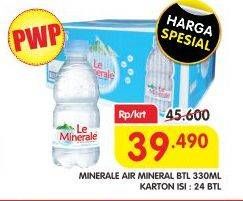 Promo Harga LE MINERALE Air Mineral per 24 botol 330 ml - Superindo