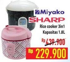 Promo Harga MIYAKO/SHARP Rice Cooker  - Hypermart
