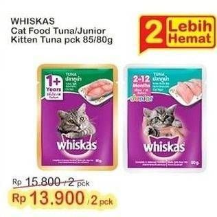 Promo Harga WHISKAS Cat Food Tuna/ Junior Kitten Tuna   - Indomaret