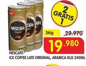 Promo Harga Nescafe Ready to Drink Coffee Latte, Arabica per 3 pcs 240 ml - Superindo