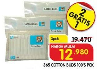 Promo Harga 365 Cotton Buds per 3 bungkus 100 pcs - Superindo