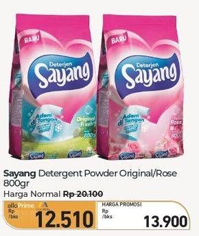 Promo Harga Sayang Detergent Powder Original Fresh, Rose 800 gr - Carrefour