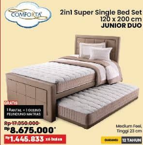 Promo Harga Comforta Junior Duo 2in1 Super Single Bed Set 120x200cm  - COURTS