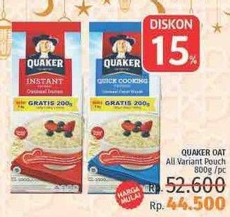 Promo Harga QUAKER Oatmeal Instant/Quick Cooking 800 gr - LotteMart