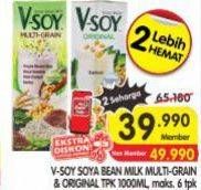 Promo Harga V-soy Soya Bean Milk Multi Grain, Original 1000 ml - Superindo