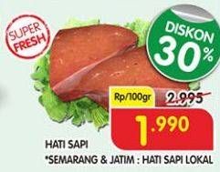 Promo Harga Beef Liver (Hati Sapi) per 100 gr - Superindo