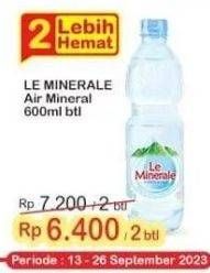 Promo Harga Le Minerale Air Mineral 600 ml - Indomaret