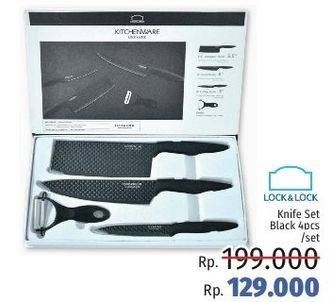 Promo Harga LOCK & LOCK Kitchen Knife Set Black 4 pcs - LotteMart