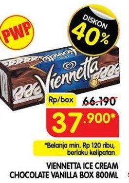 Promo Harga Walls Ice Cream Viennetta Choco Vanila 800 ml - Superindo