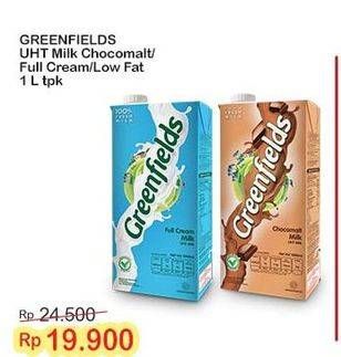 Promo Harga Greenfields UHT Choco Malt, Low Fat, Full Cream 1000 ml - Indomaret