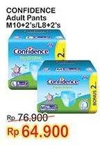 Promo Harga Confidence Adult Diapers Pants L8+2, M10+2 10 pcs - Indomaret