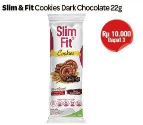 Promo Harga SLIM & FIT Cookies Dark Choco per 3 pcs 22 gr - Carrefour