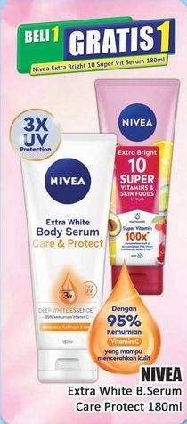 Promo Harga Nivea Body Serum Extra White Care Protect 180 ml - Hari Hari
