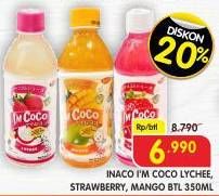 Promo Harga Inaco Im Coco Drink Lychee, Strawberry, Mango 350 ml - Superindo