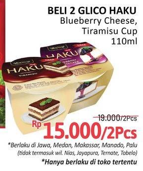 Promo Harga Glico Haku Tiramisu Cup, Blueberry Cheesecake Cup 110 ml - Alfamidi