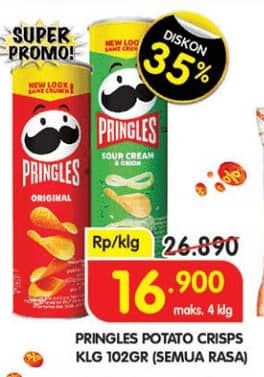 Promo Harga Pringles Potato Crisps All Variants 107 gr - Superindo