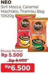 Promo Harga Neo Coffee 3 in 1 Instant Coffee Caramel Machiato, Tiramissu per 10 pcs 20 gr - Alfamart