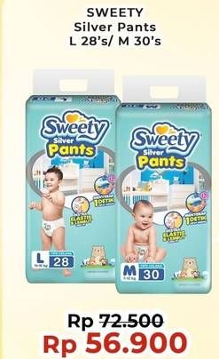 Promo Harga Sweety Silver Pants L28, M30 28 pcs - Indomaret