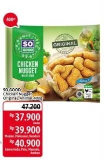 Promo Harga SO GOOD Chicken Nugget Original, Animal 400 gr - Alfamidi